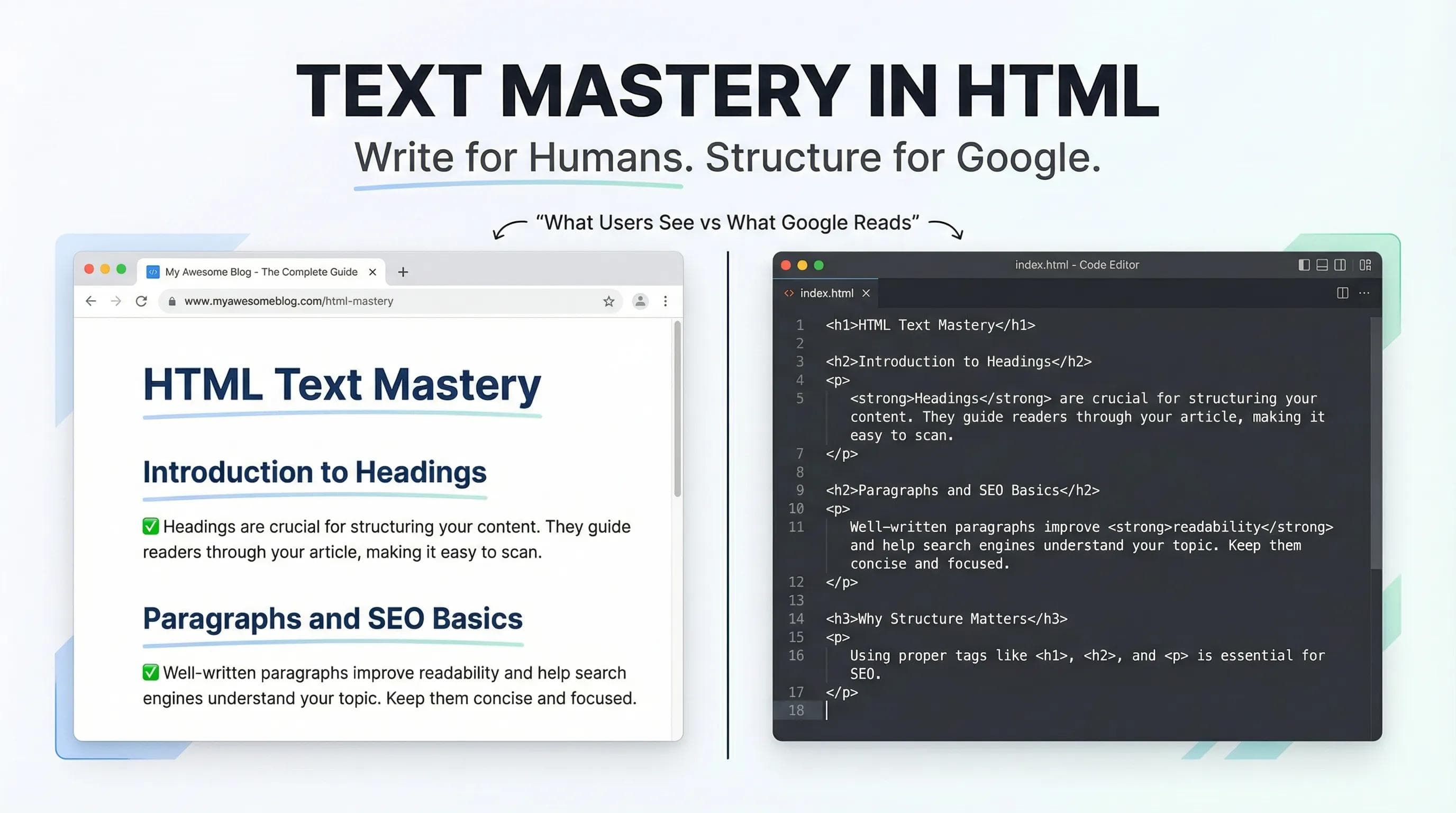 HTML Series: Text Mastery – Headings, Paragraphs & SEO (2026)